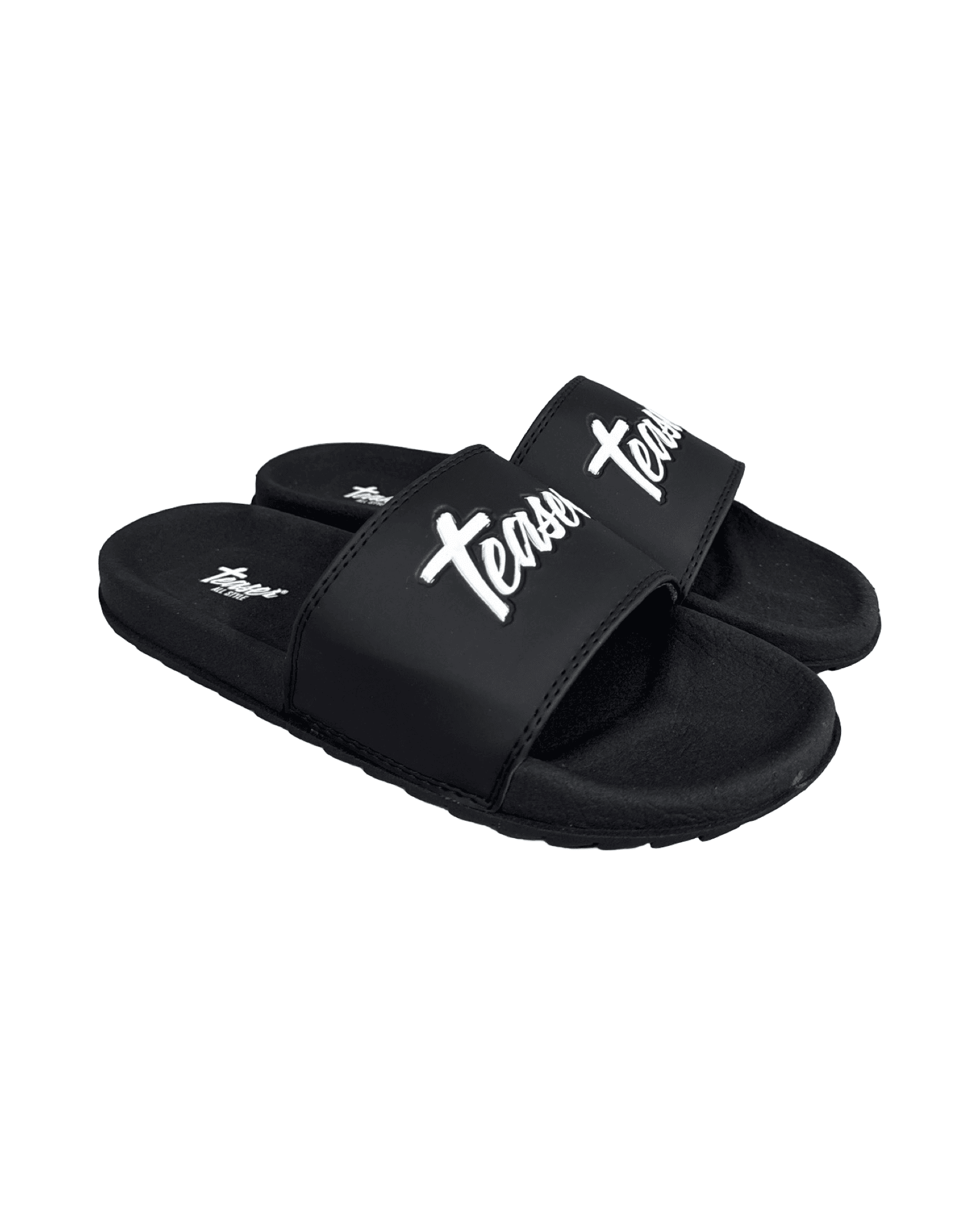 Chinelo Slide Teaser Black Neck Logo White Ref. 017